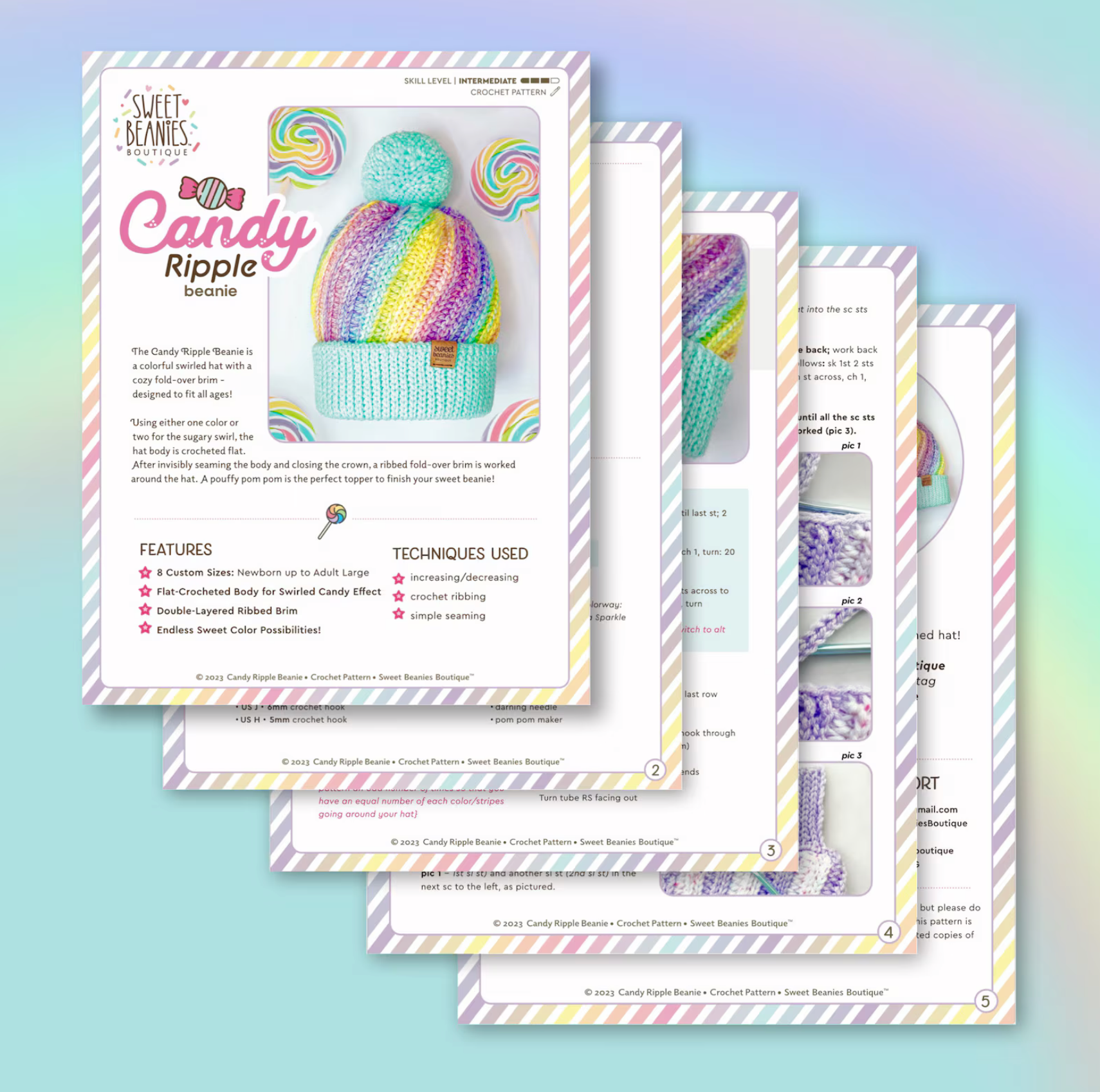 Candy Ripple Beanie | PDF Pattern | Crochet